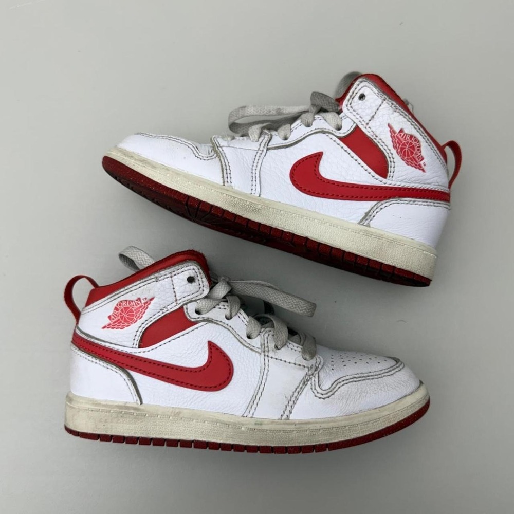 Nike Jordan 1 Mid white dune red Kids Sneakers Size US 13C